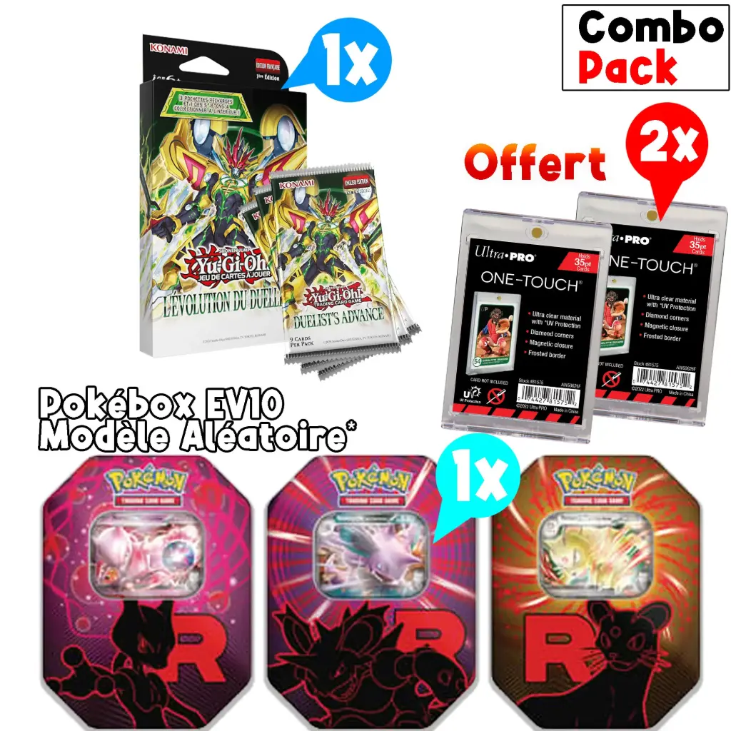Bundle: JCC Pokémon Pokébox EV10 Rivalité Destinées + Yu-Gi-Oh! - L'évolution du Duelliste - Tuckbox (3 Boosters) FR