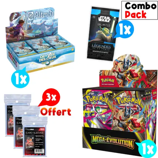 Bundle Display Méga Evolution Pokemon ME01 +  Display Altered L’Odyssée des Cieux + Booster Star Wars Légendes de la Force - FR 